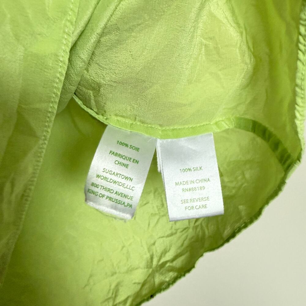 Lilly Pulitzer Women Silk Ginny Top Small Lime Green Coastal Y2K Summer Vacation - Picture 5 of 6